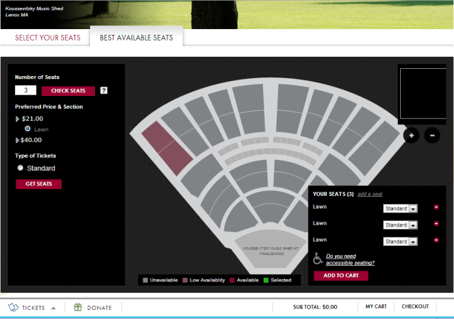 First click on "Get Seats." But that won't add them to your cart!